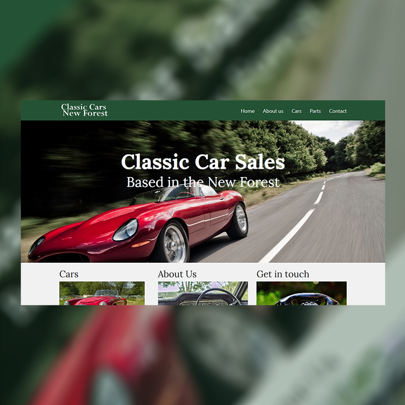 Classic Cars New Forest | Website Design | Website Preview Image
